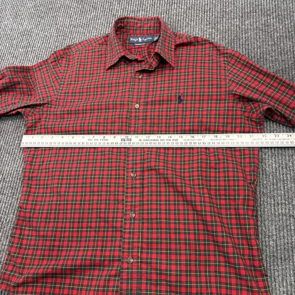 Polo Ralph Lauren Shirt Mens Sz Medium Long Sleeve 120's 2-ply Red Scotch Plaid